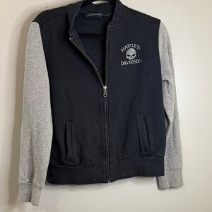 Harley-Davidson Black and Gray Zip-Up with pockets Jacket